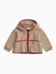 KIDLY by MORI Cream Cream Soft Sherpa Fleece Zip Through Jacket - Image 3 of 4