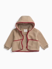 KIDLY by MORI Cream Cream Soft Sherpa Fleece Zip Through Jacket - Image 4 of 4