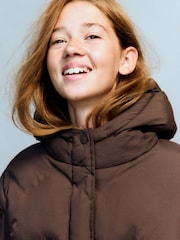 Mango Brown Quilted Hooded Puffer Coat - Image 3 of 6