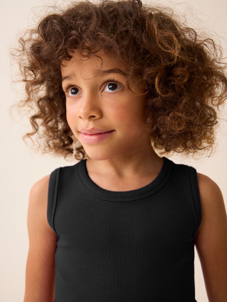 Black Boxy Rib Vest (3-16yrs) - Image 2 of 5
