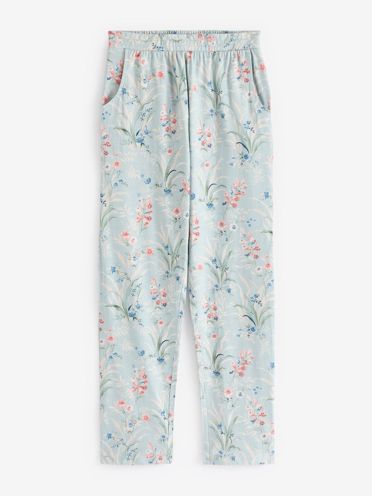 Laura Ashley Green/Pink Mosedale Posy Print 100% Cotton Blend Top And Trouser Pyjamas - Image 9 of 9