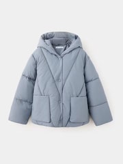 Mango Blue Hooded Padded Puffer Coat - Image 1 of 6