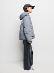 Mango Blue Hooded Padded Puffer Coat - Image 4 of 6