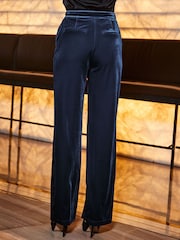 Sosandar Blue Velvet Wide Leg Trousers - Image 3 of 5