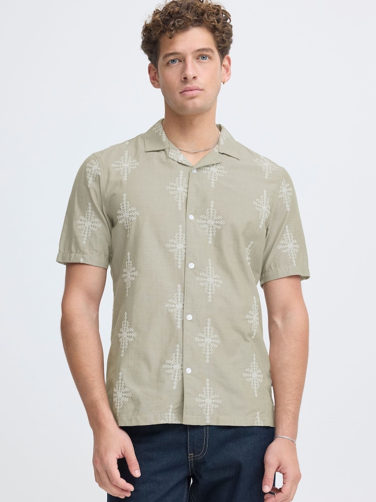 Casual Friday Green CFLeopold Camp Collar Print Shirt - Image 1 of 8 Casual Friday Green CFLeopold Camp Collar Print Shirt - Image 1 of 8