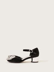 Monsoon Black Bow Velvet Two Part Shoes - Image 1 of 2