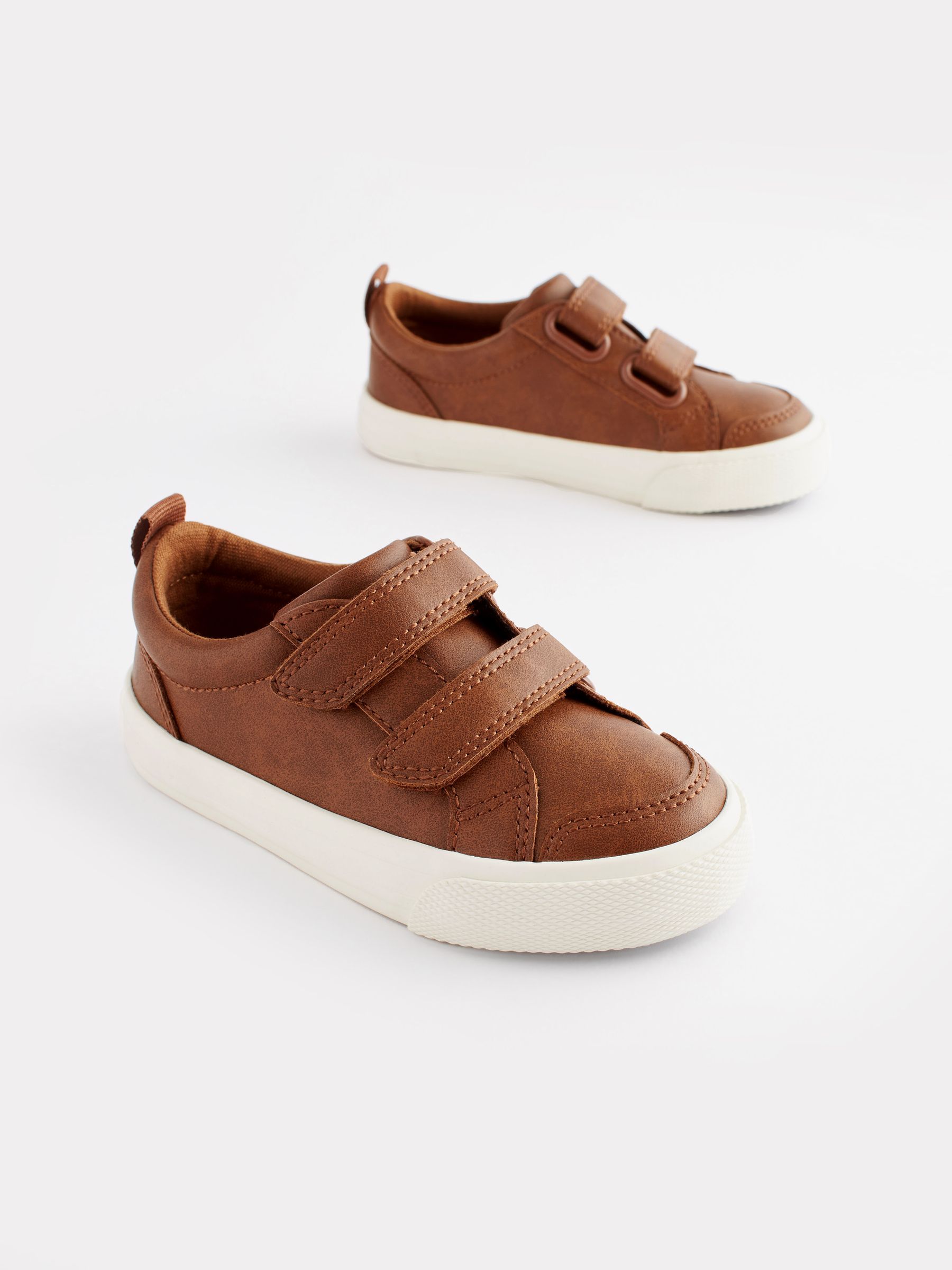 Tan Brown Wide Fit G Two Strap Touch Fastening Trainers