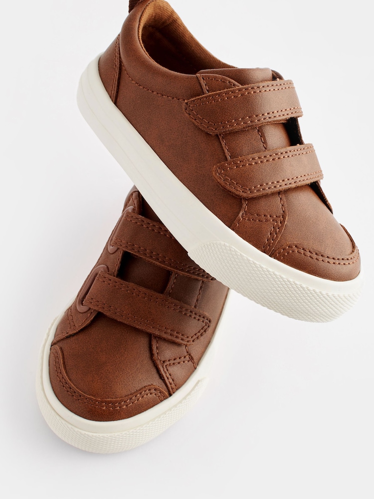 Tan Brown Wide Fit (G) Two Strap Touch Fastening Trainers - Image 3 of 7