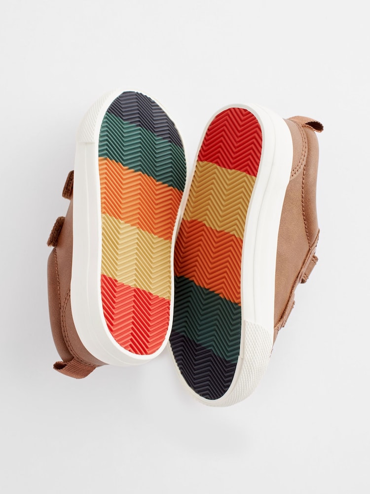 Tan Brown Wide Fit (G) Two Strap Touch Fastening Trainers - Image 4 of 7