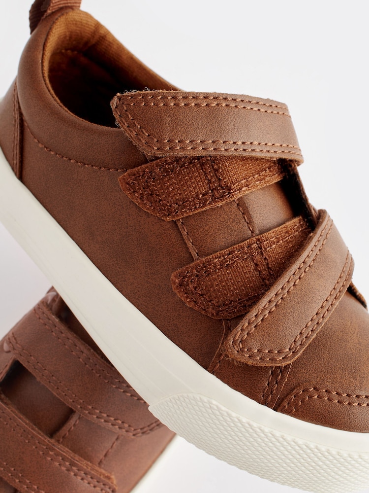Tan Brown Wide Fit (G) Two Strap Touch Fastening Trainers - Image 5 of 7
