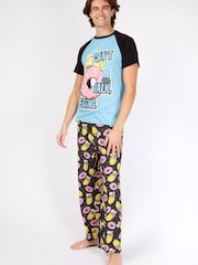 Character Blue Homer Simpsons Donut 100% Cotton Pyjamas - Image 4 of 4