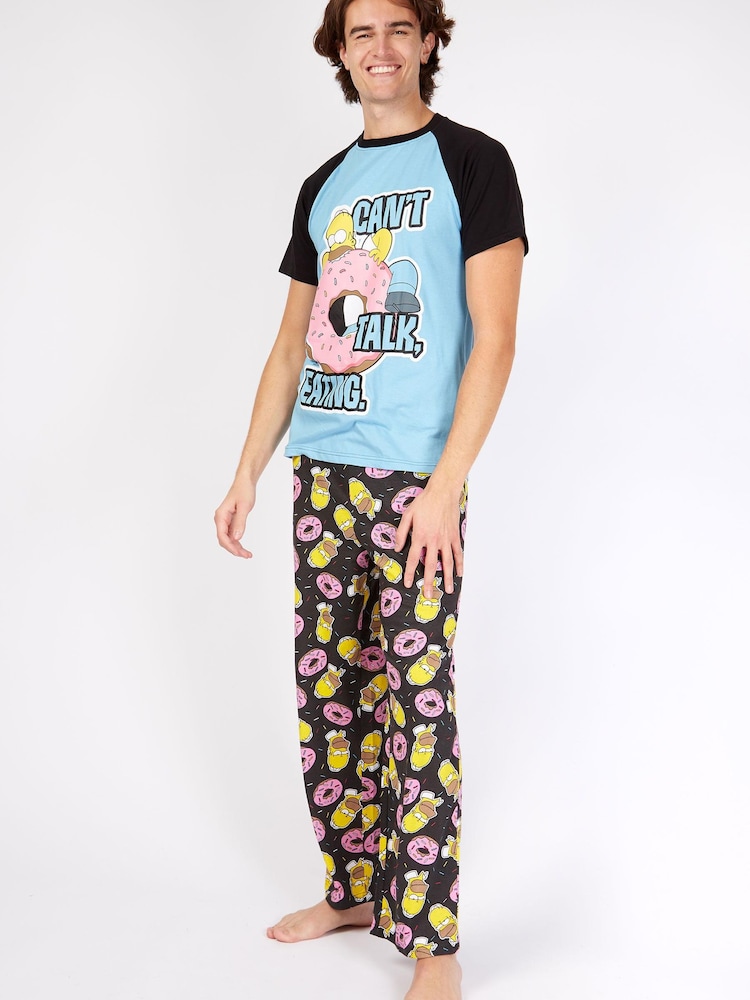 Character Blue Homer Simpsons Donut 100% Cotton Pyjamas - Image 4 of 4