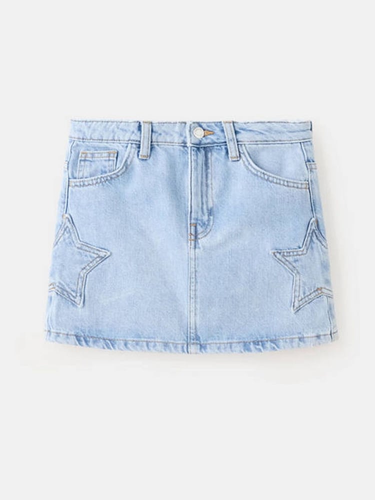 Mango Blue Star Detail Mini Skirt - Image 1 of 4