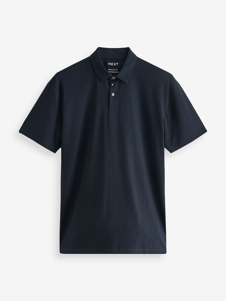 Navy Blue Regular Fit Short Sleeve Polo Shirt - Image 6 of 8