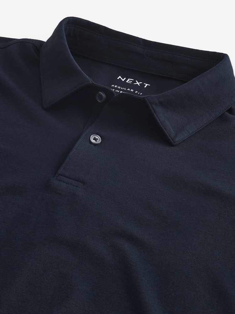 Navy Blue Regular Fit Short Sleeve Polo Shirt - Image 7 of 8