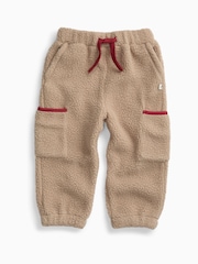 KIDLY by MORI Cream Cream Soft Sherpa Fleece Joggers With Pockets - Image 2 of 3