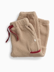 KIDLY by MORI Cream Cream Soft Sherpa Fleece Joggers With Pockets - Image 3 of 3