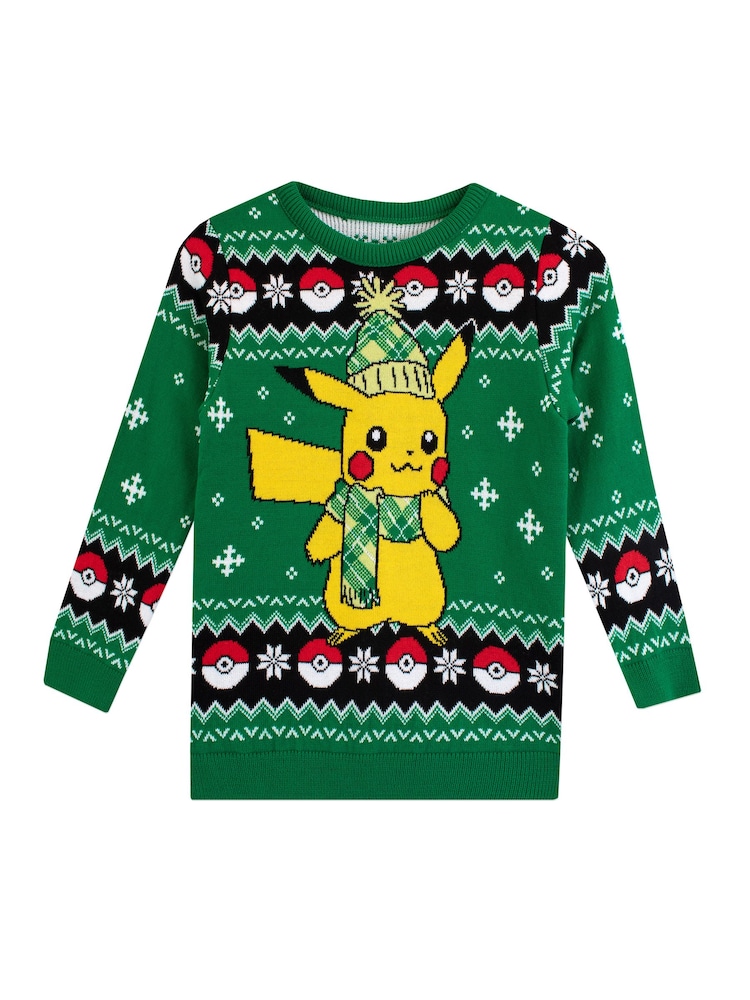 Character Green Pokemon Christmas Jumper - Image 1 of 2