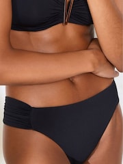 Mint Velvet Black Plain Italian Fabric Ruched Side Bikini Briefs - Image 1 of 3