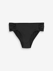 Mint Velvet Black Plain Italian Fabric Ruched Side Bikini Briefs - Image 3 of 3
