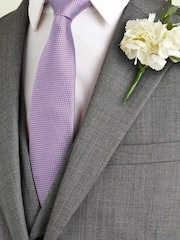 Lilac Purple Slim Textured Silk Tie - Image 1 of 4