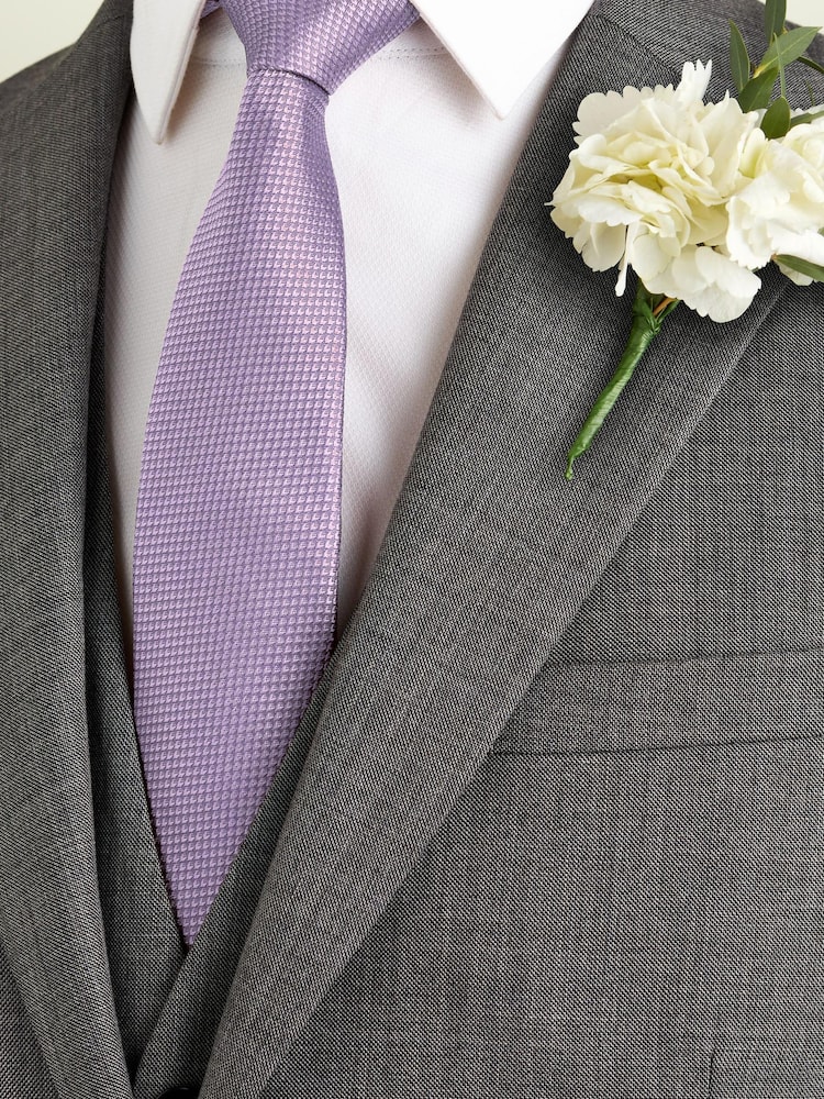 Lilac Purple Slim Textured Silk Tie - Image 1 of 4