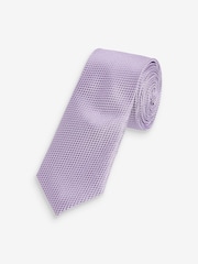 Lilac Purple Slim Textured Silk Tie - Image 2 of 4