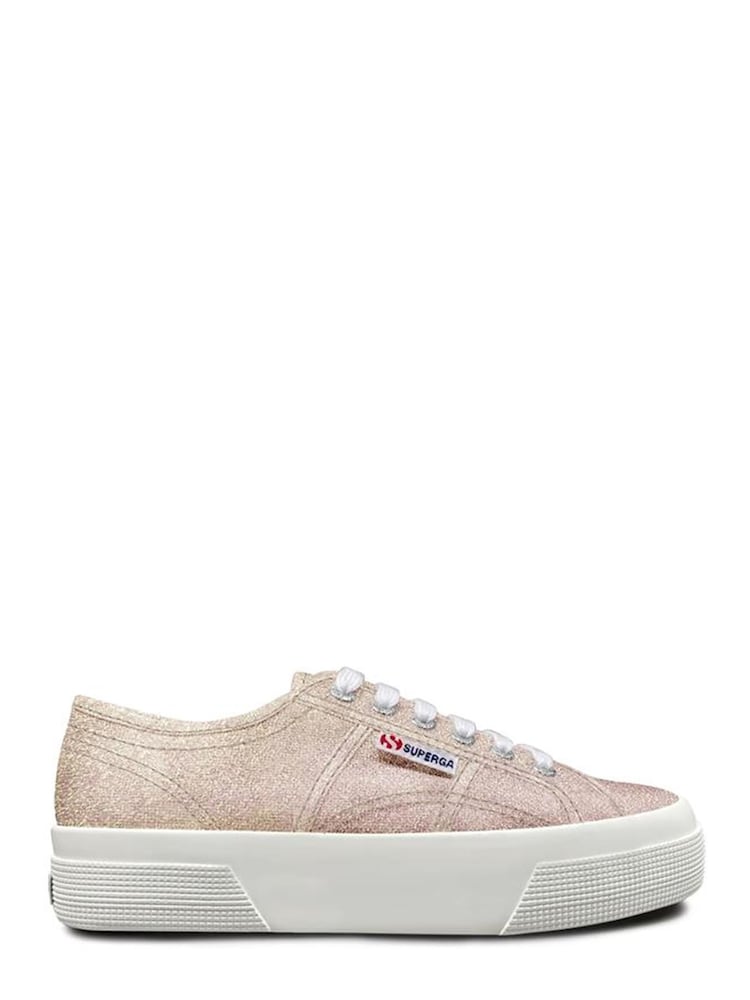 Superga Natural 2740 Platform Lame Trainers - Image 1 of 2