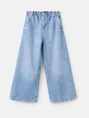 Mango Blue Elasticated Waist Wide Leg Jeans - Image 1 of 4
