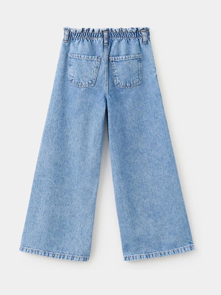 Mango Blue Elasticated Waist Wide Leg Jeans - Image 2 of 4