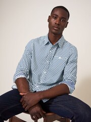 White Stuff Blue Geo Abstract Printed Shirt - Image 3 of 6