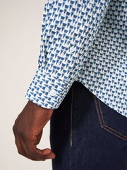 White Stuff Blue Geo Abstract Printed Shirt - Image 4 of 6