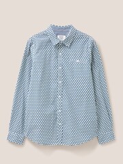 White Stuff Blue Geo Abstract Printed Shirt - Image 5 of 6