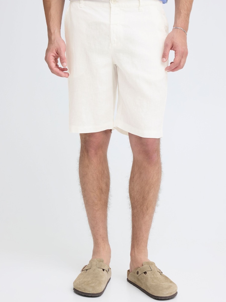 Casual Friday White Pandrup Linen Shorts - Image 1 of 4