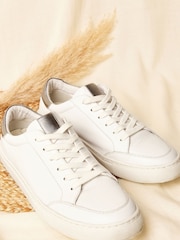 Apricot White Leather Trainers - Image 1 of 4