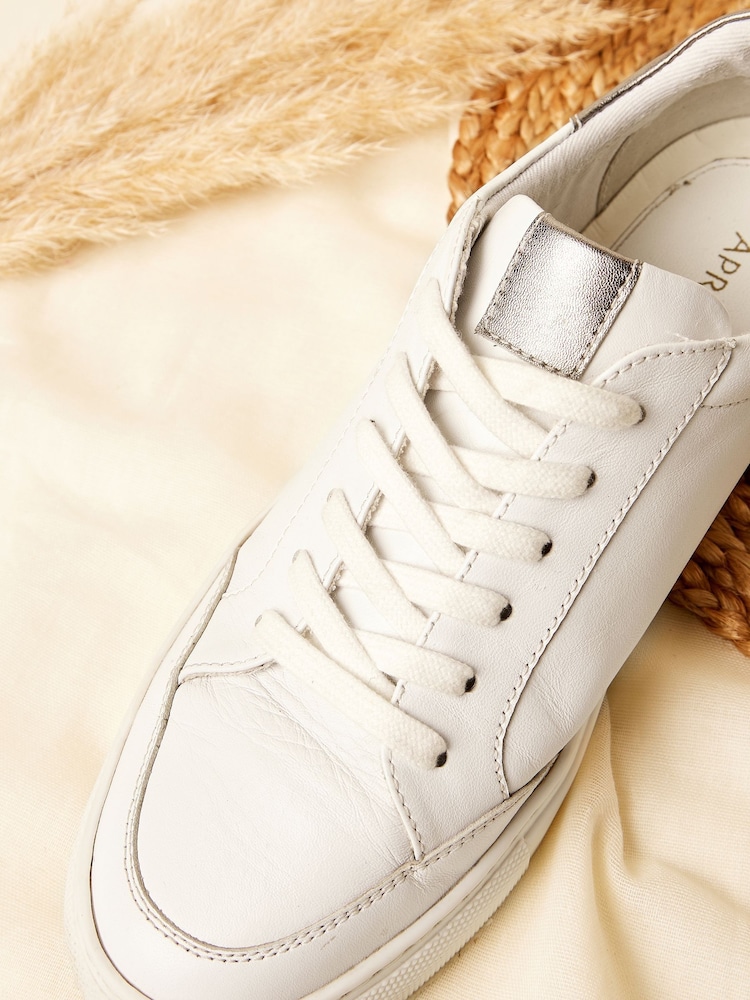 Apricot White Leather Trainers - Image 4 of 4