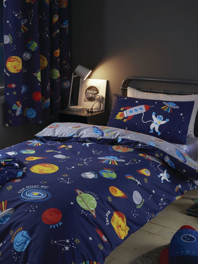 Catherine Lansfield Blue Lost In Space Reversible Duvet Cover Set - Image 1 of 4