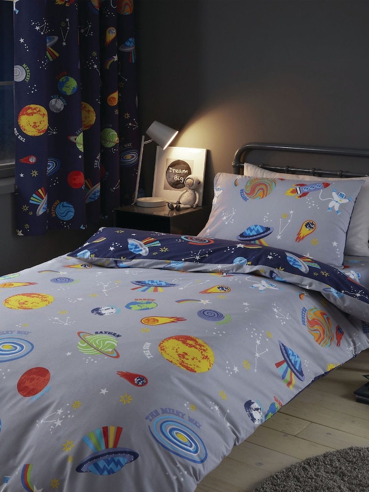 Catherine Lansfield Blue Lost In Space Reversible Duvet Cover Set - Image 2 of 4
