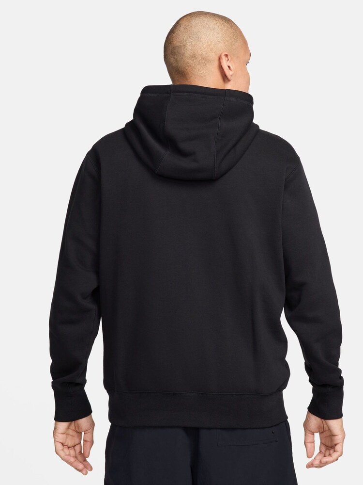 Nike Black Club Fleece French Terry Pullover Hoodie - Image 2 of 7 Nike Black Club Fleece French Terry Pullover Hoodie - Image 2 of 7