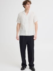 Casual Friday White Camp Collar Sauby Linen Shirt - Image 3 of 5
