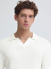 Casual Friday White Mosvik Short Sleeve V-Neck Knit Polo Shirt - Image 4 of 5