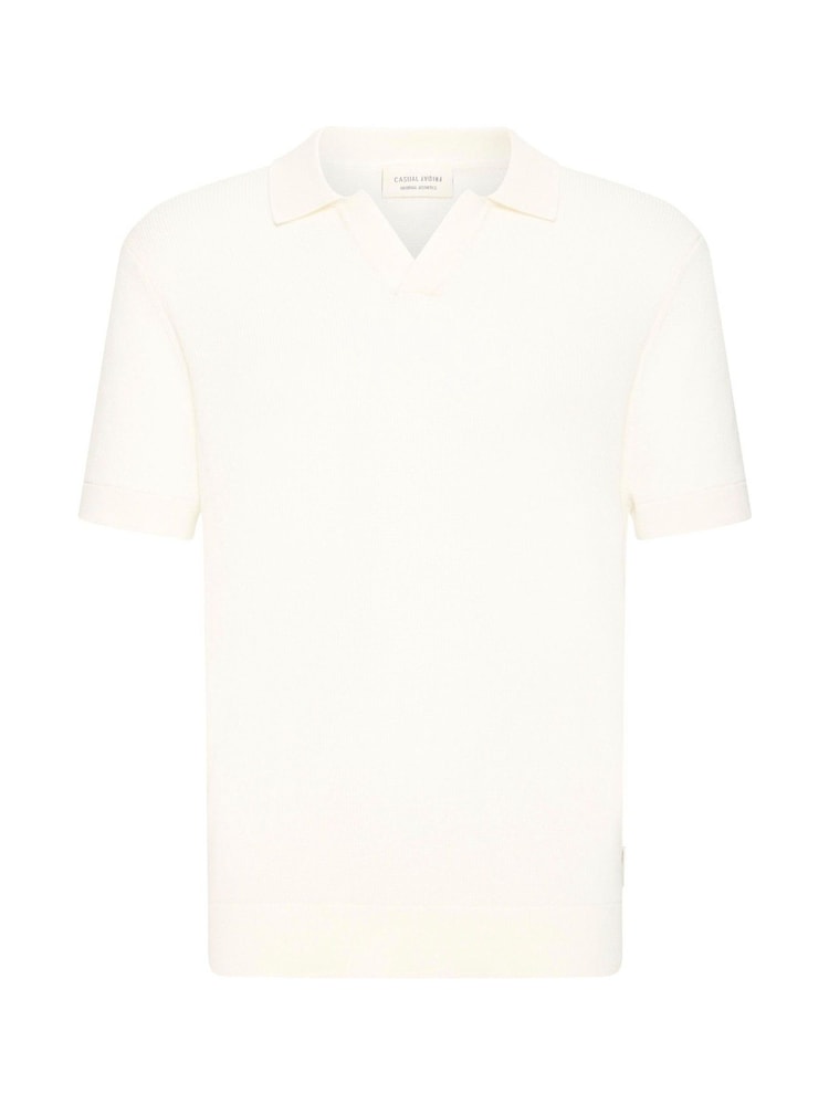 Casual Friday White Mosvik Short Sleeve V-Neck Knit Polo Shirt - Image 5 of 5