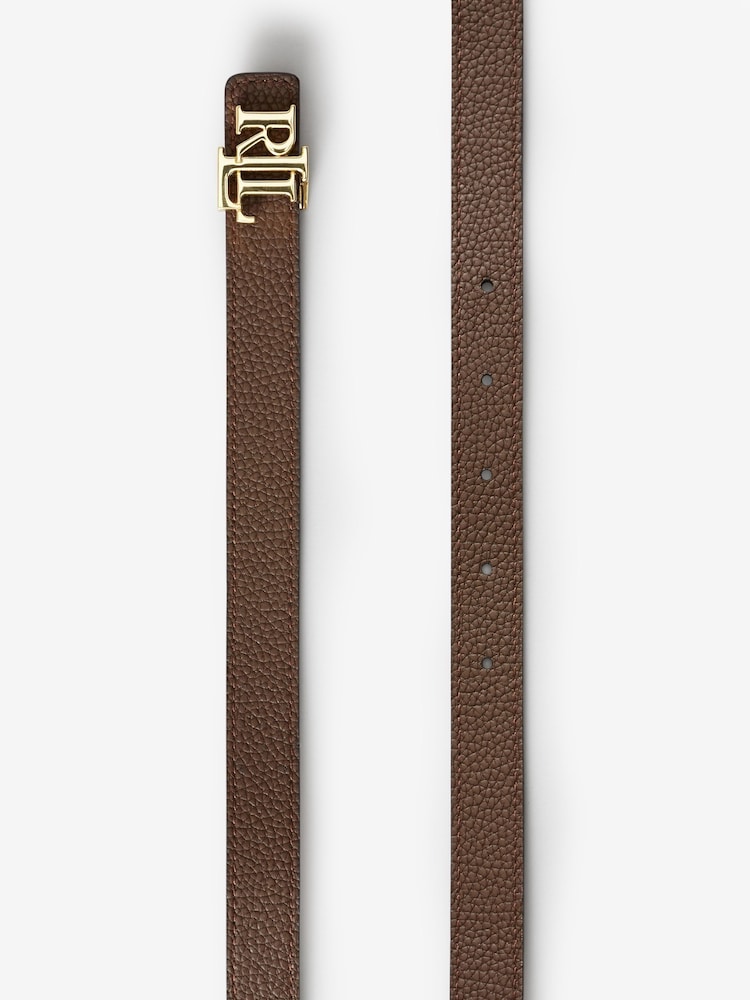Buy Lauren Ralph Lauren Tan Brown Reversible Monogram Belt  display picture 2