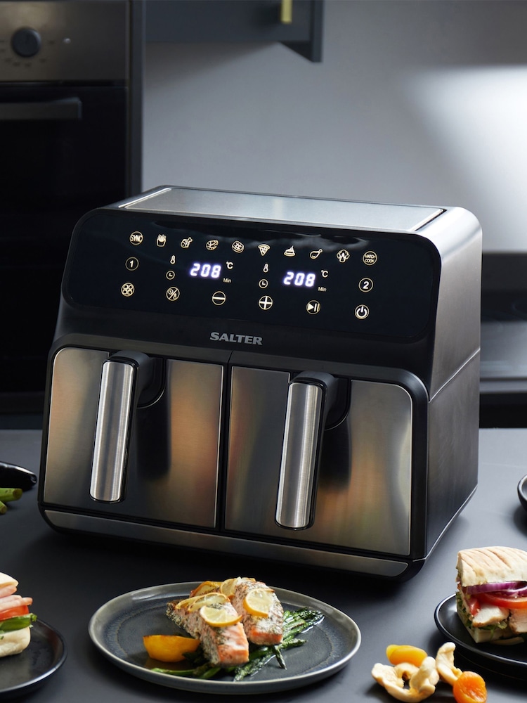 Salter Silver Dual Digital Air Fryer 7.6 Litre 1700 W - Image 1 of 4