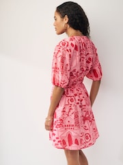 Pink Shirred Waist Mini Dress - Image 2 of 5