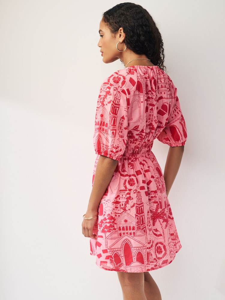 Pink Shirred Waist Mini Dress - Image 2 of 5