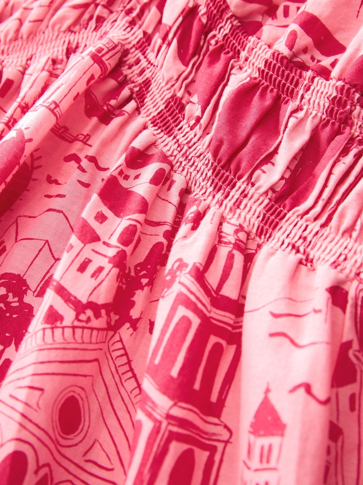 Pink Shirred Waist Mini Dress - Image 5 of 5 Pink Shirred Waist Mini Dress - Image 5 of 5