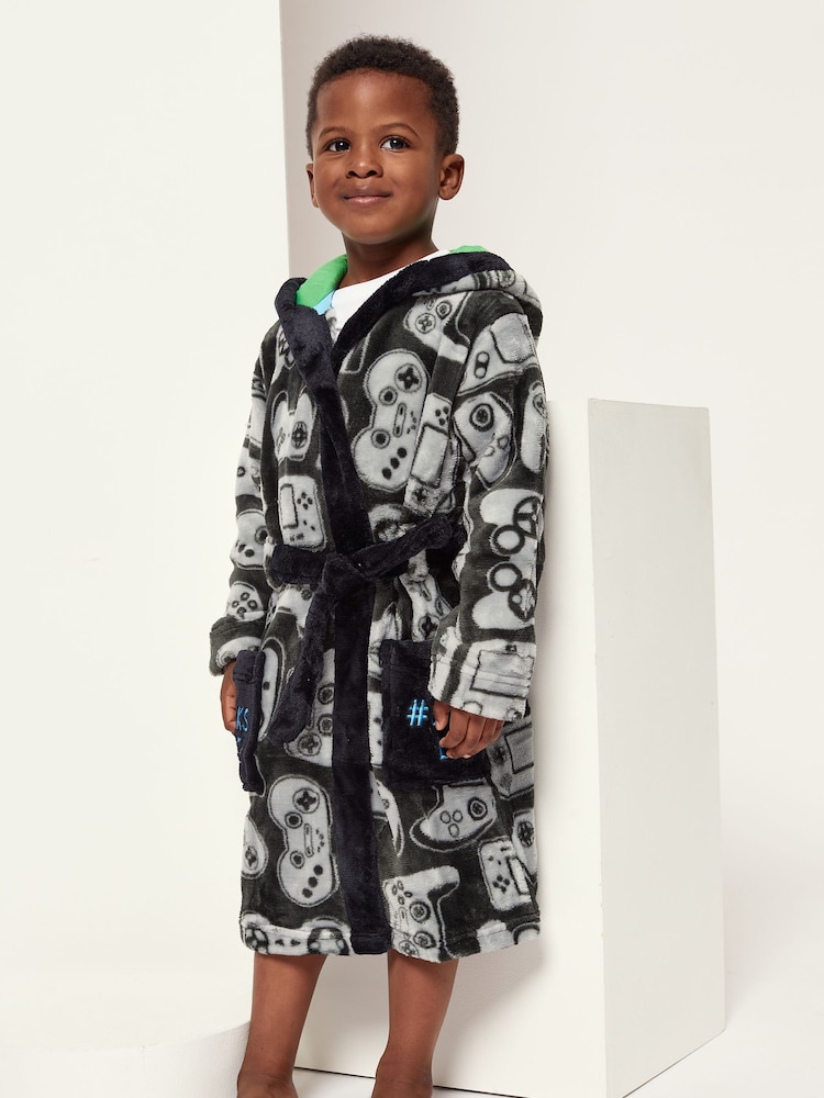 Harry Bear Black Football Dressing Gown - Image 1 of 4