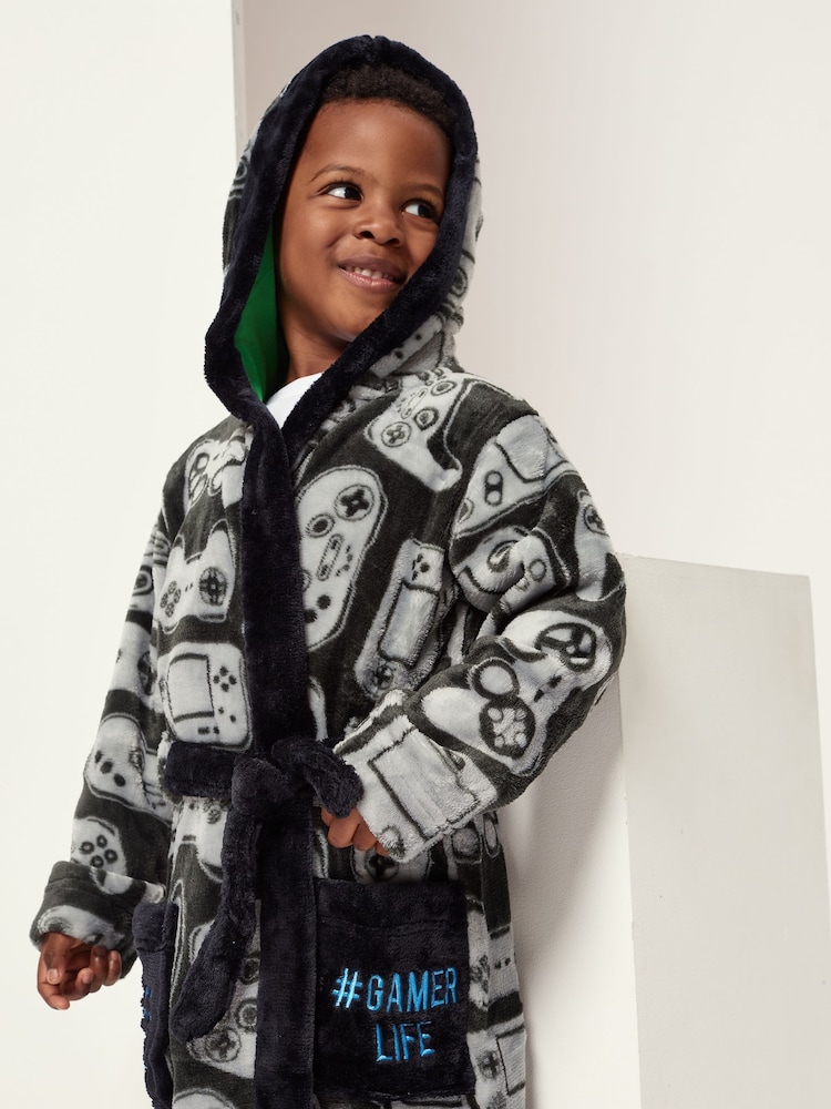 Harry Bear Black Football Dressing Gown - Image 4 of 4