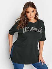 Schwarz, Weiß - Yours Curve T-Shirt mit geschlitztem Saum - Bild 1 von 4